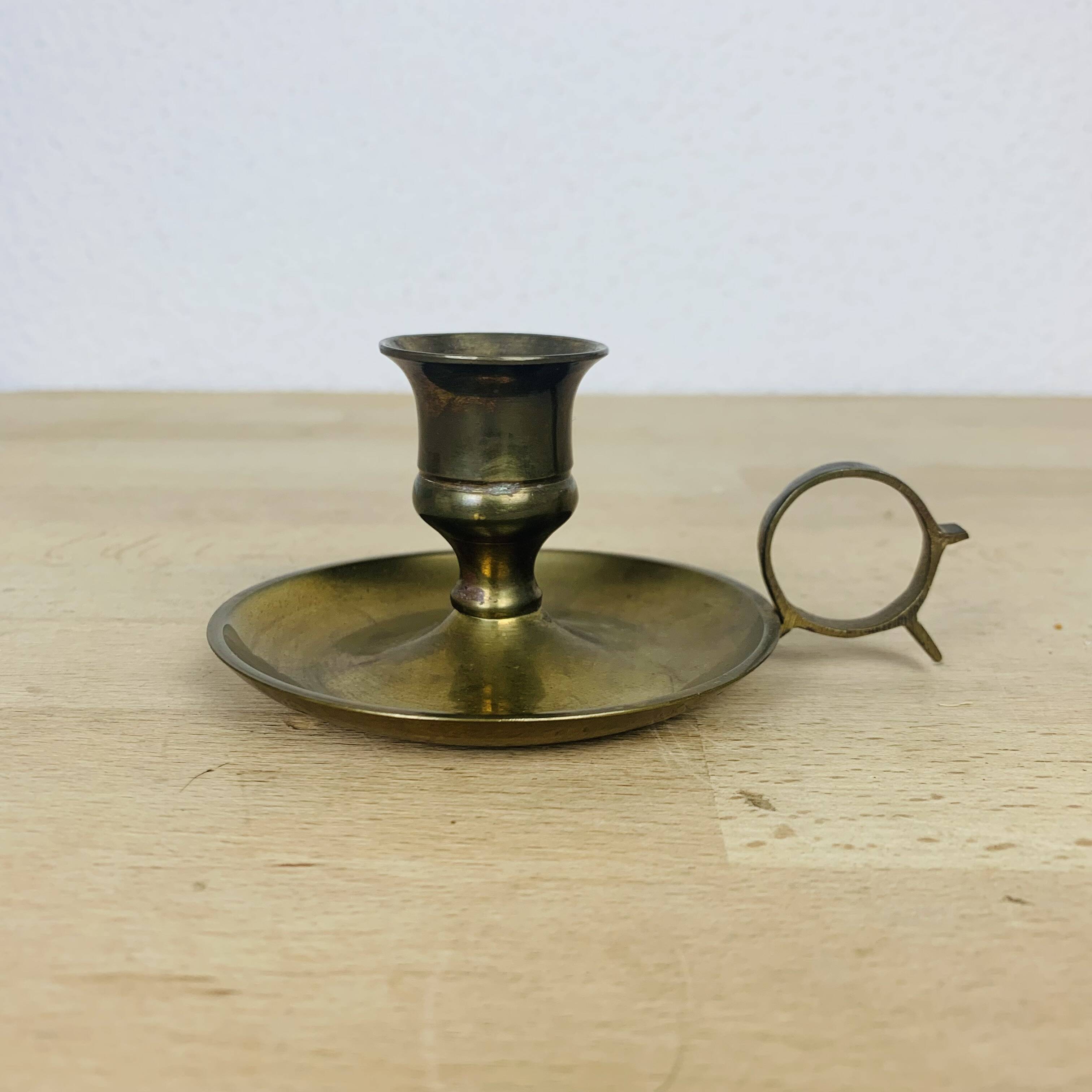 Vintage brass cellar rat candle holder