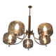70s chandelier, smoked glass globes, 5 lights