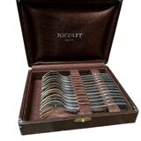 Set of 12 silver-plated metal dessert forks from the Nicolet Orléans brand
