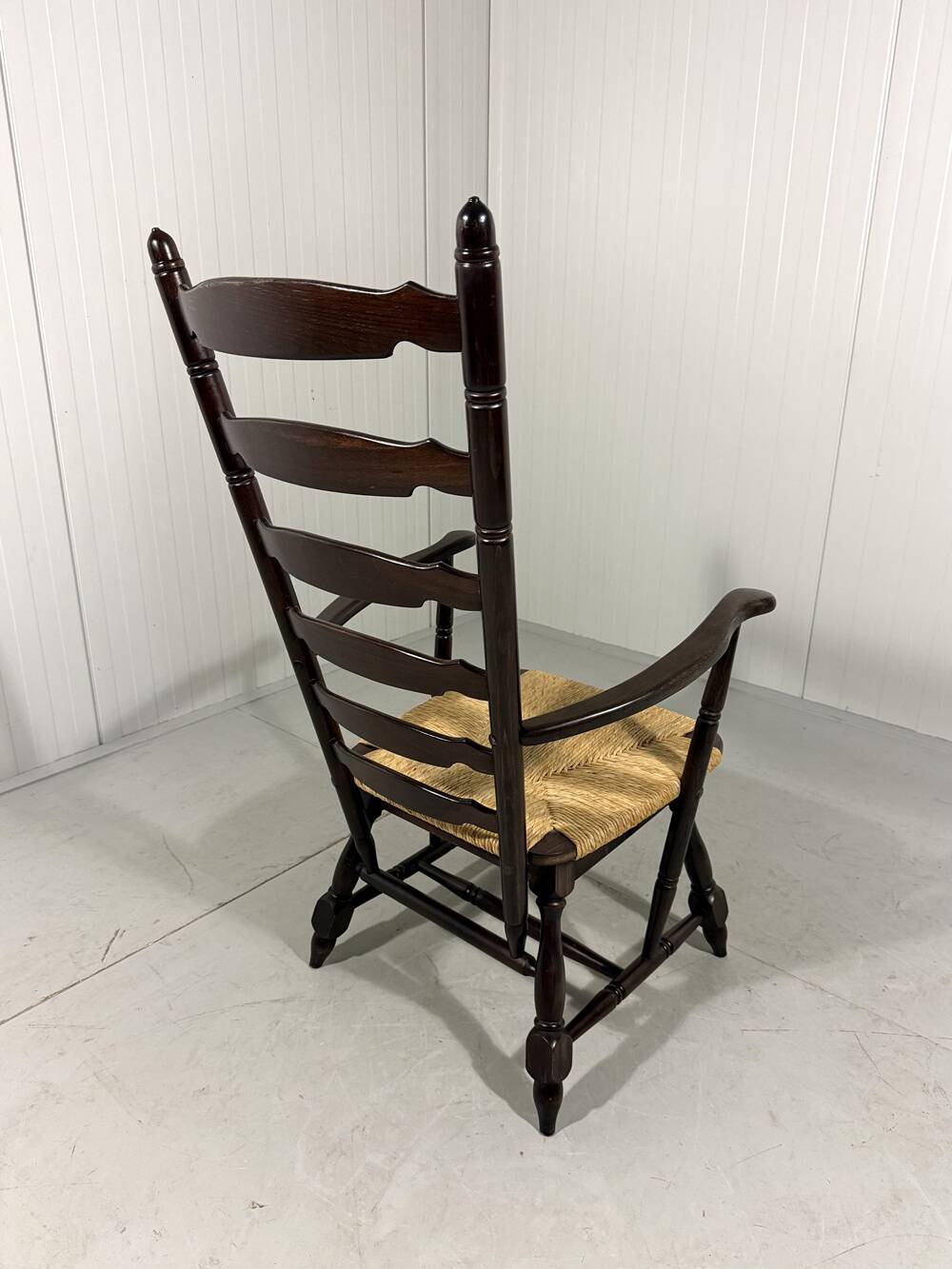 Rustic brutalist high ladder back arm chair 1960’s