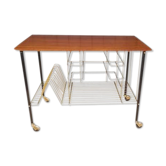 Vinyl holder, brass and teak 60's