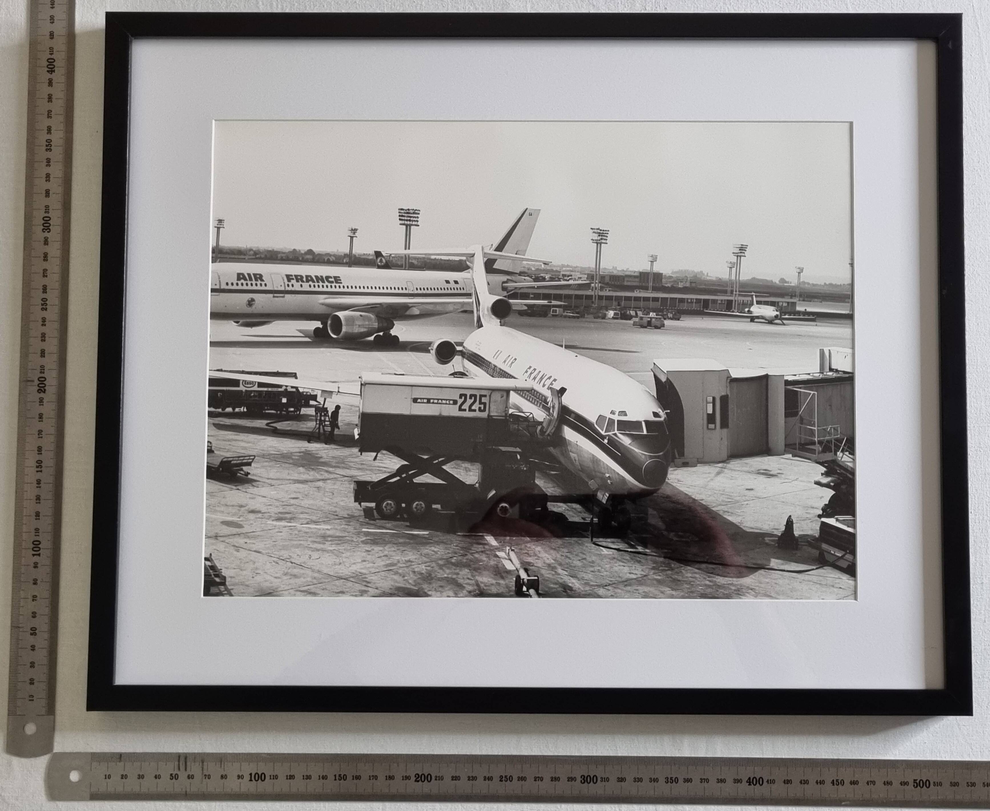 Air France photograph at Orly, vintage print from the 70s framed, 53x43 cm.