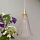 Vintage tulip pendant light in white and gold frosted glass