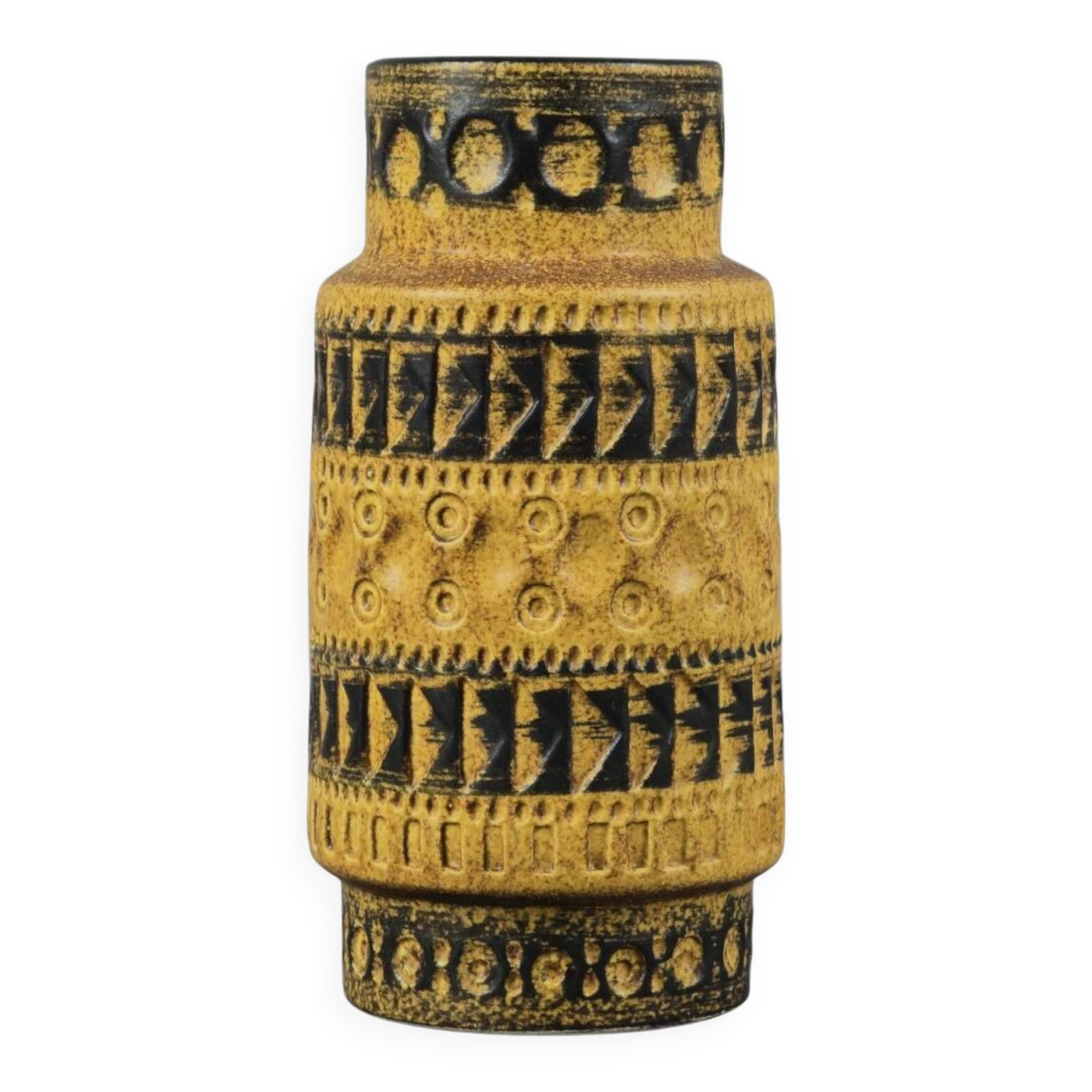 Vintage 1960s Bay Keramiek 'Inka' Handmade Stoneware Vase By Bodo Mans