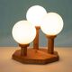 Bohemian glass ball table lamp from the 70s, wood & glass