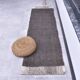Tapis de couloir vintage fait main marron 2x7, 64x212 cm