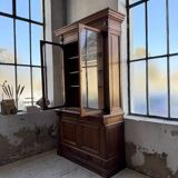 Old XL Napoleonic oak glass bookcase, 19th century