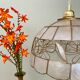Vintage lampshade suspension in mother-of-pearl and brass