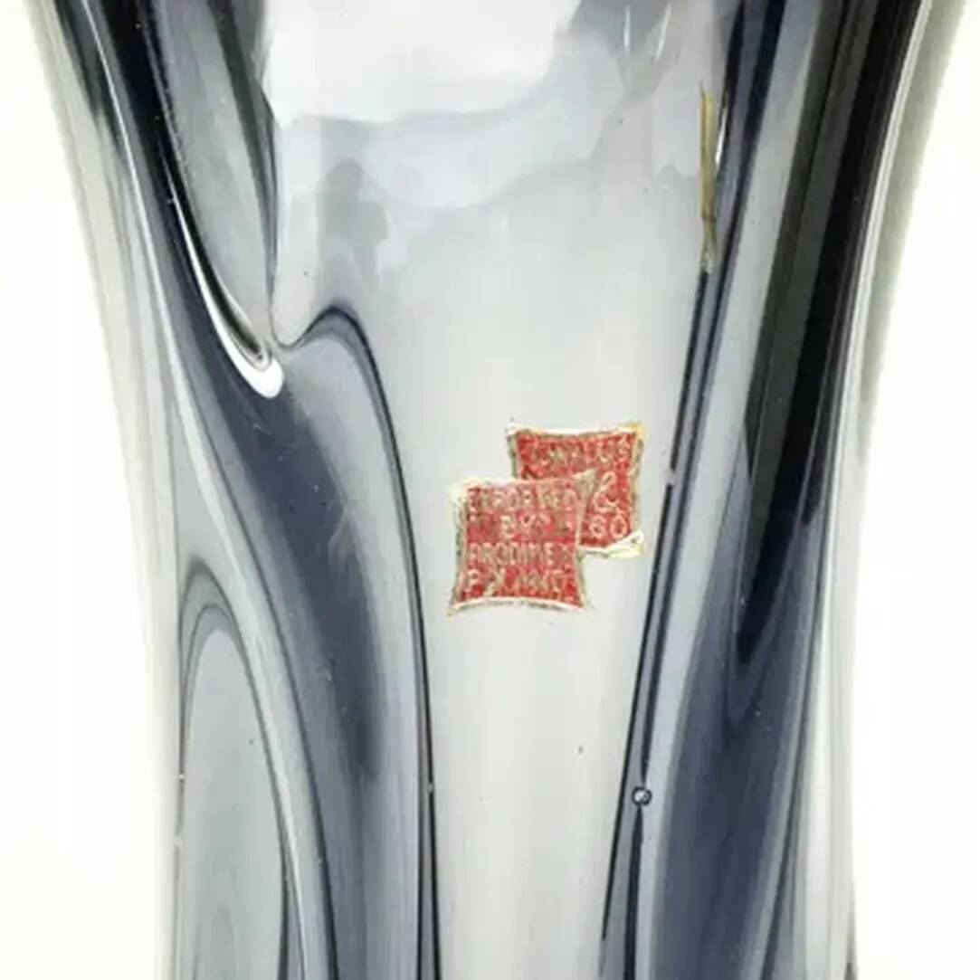 Vase Sekacz Modernisme, verre froissé, Huta Wołomin, Pologne, années 1980