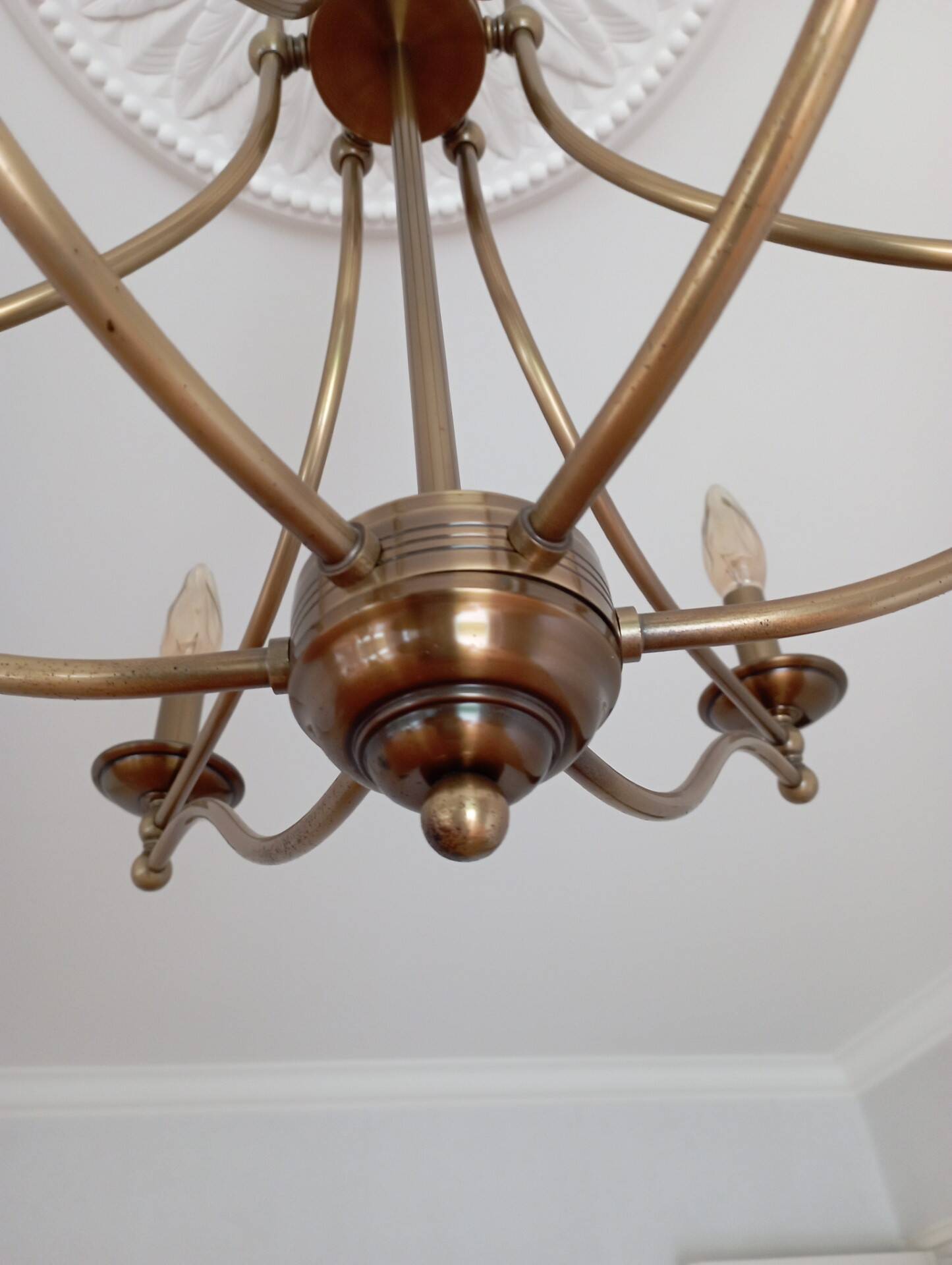 6-branched brass chandelier