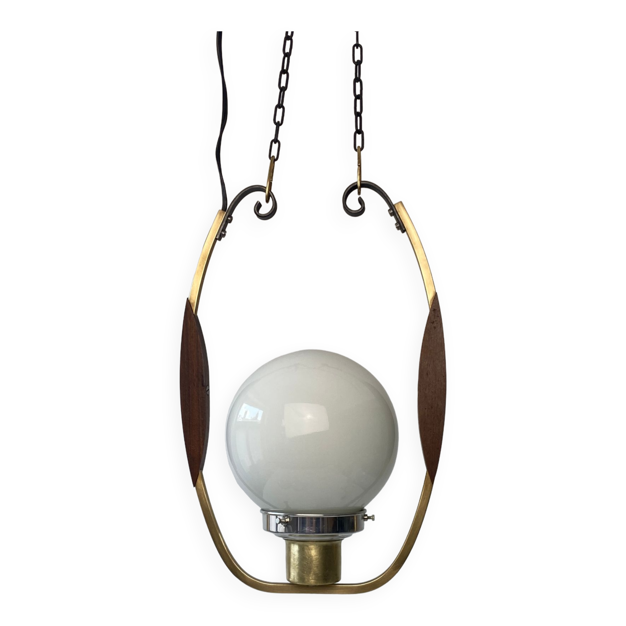 Old opaline pendant lamp 1950 vintage