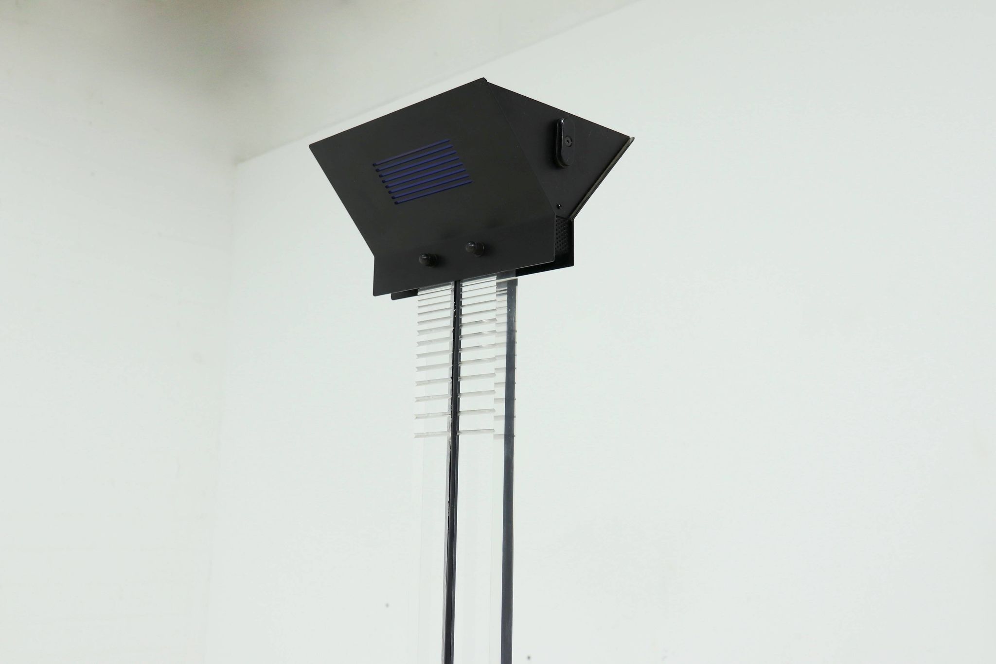 Italian Postmodern Lucite and Steel Uplighter Floor Lamp 1980s