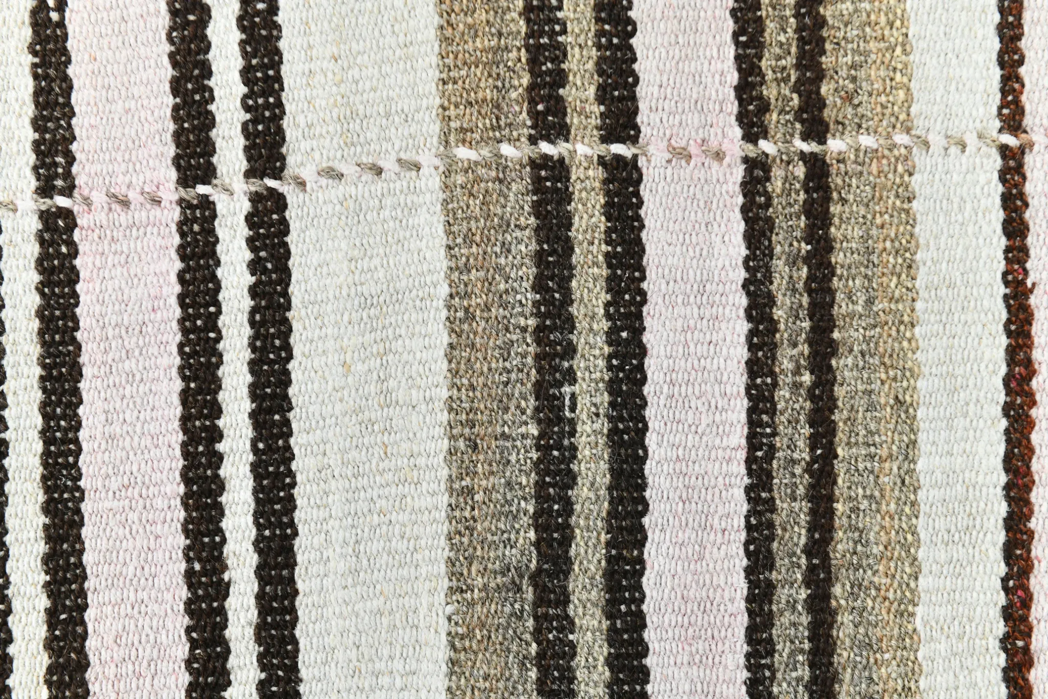 Mid Century Modern Off White & Black Kilim Rug, Bohemian Home Decor Carpet