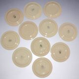 Eleven vintage plates in fine earthenware from Longchamp, Padua model.