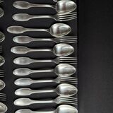 Box of 12 Alfenide table spoons and 12 table forks for Christofle