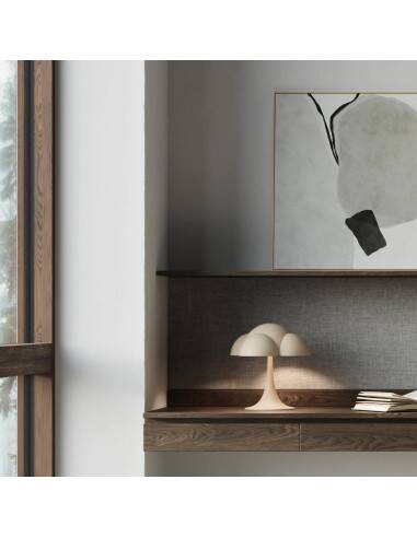 Sand-colored table lamp, ceramic, contemporary work.