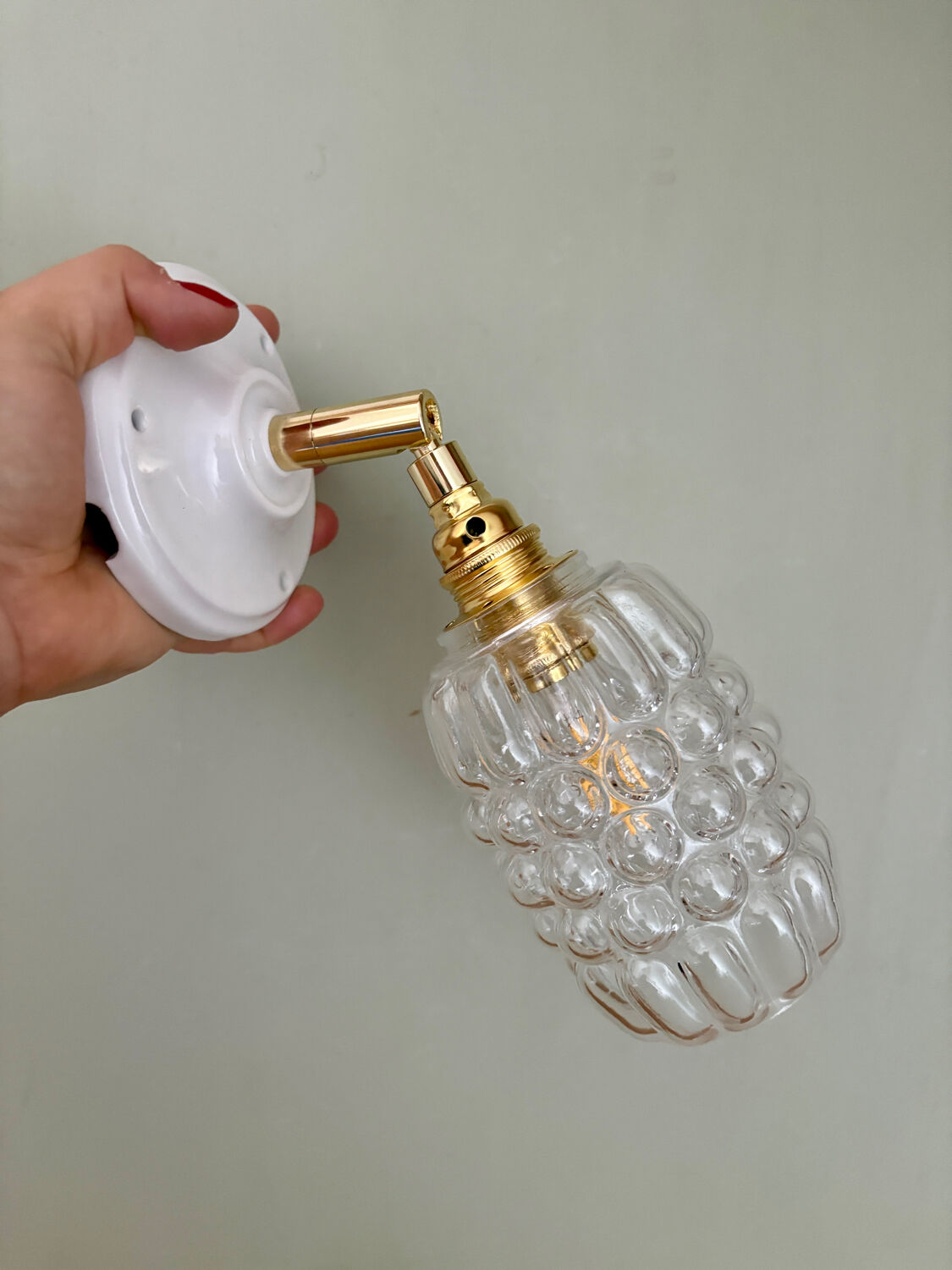 Vintage bubble glass tulip wall light