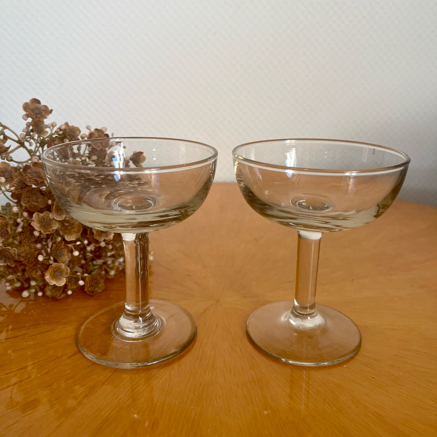 Pair of vintage champagne glasses