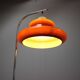 1970s Hungarian space age floor lamp in orange plastic and chrome.