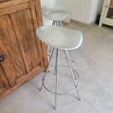 Pair of high bar stools Jamaica stool design by Pepe Cortes for Amat chrome steel and aluminum