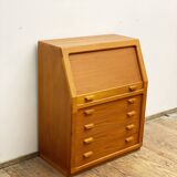 Danish Mid Century Teak Writing Cabinet, Bureau or Secretary Desk with roll top, 1960s