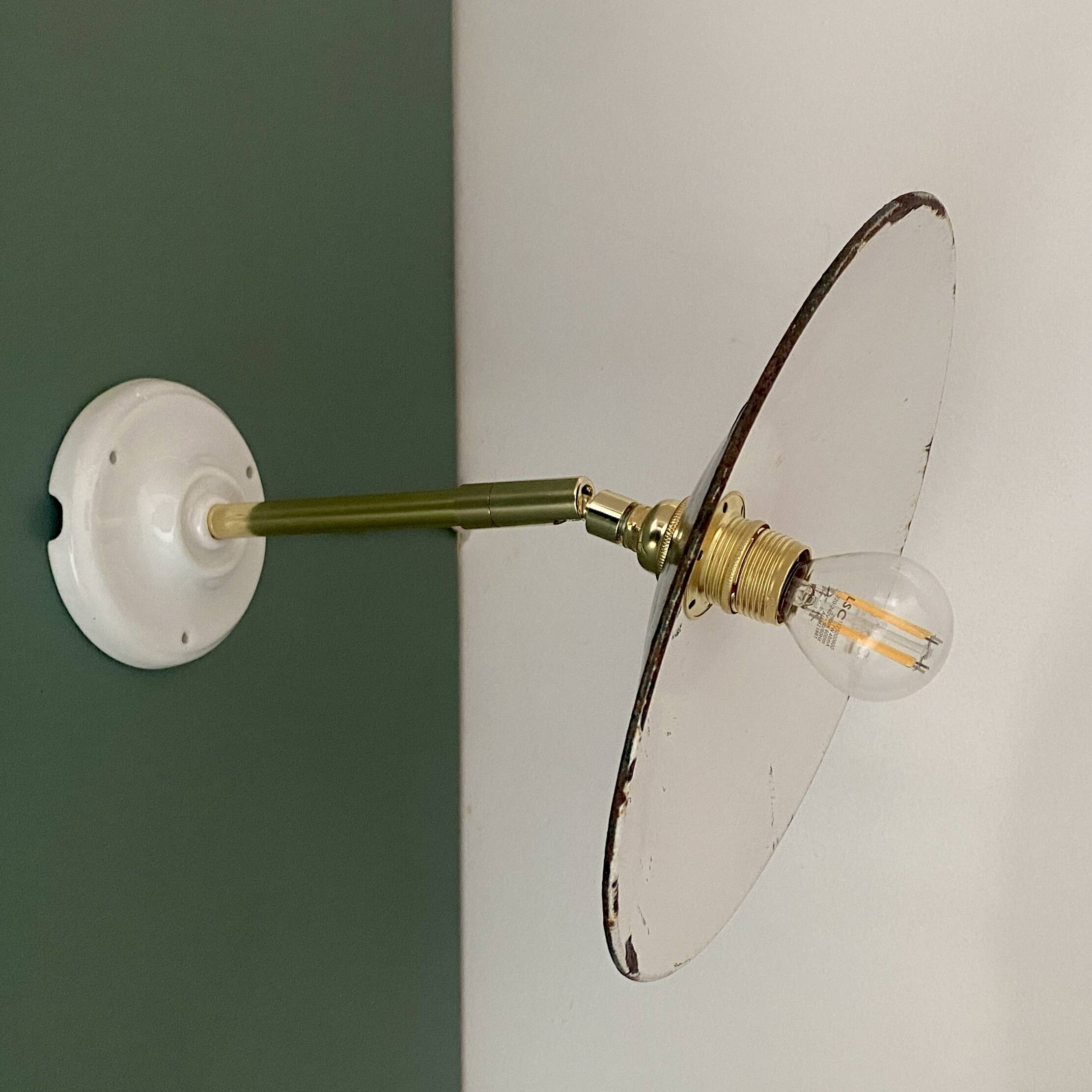 Vintage green enamelled sheet metal wall lamp shade - 3 -