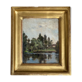 Tableau de Henri DANGER, les bords du Loir à Montoire paysage XIXé