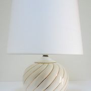 Pied de lampe céramique blanc et or design italien années 70 / 80