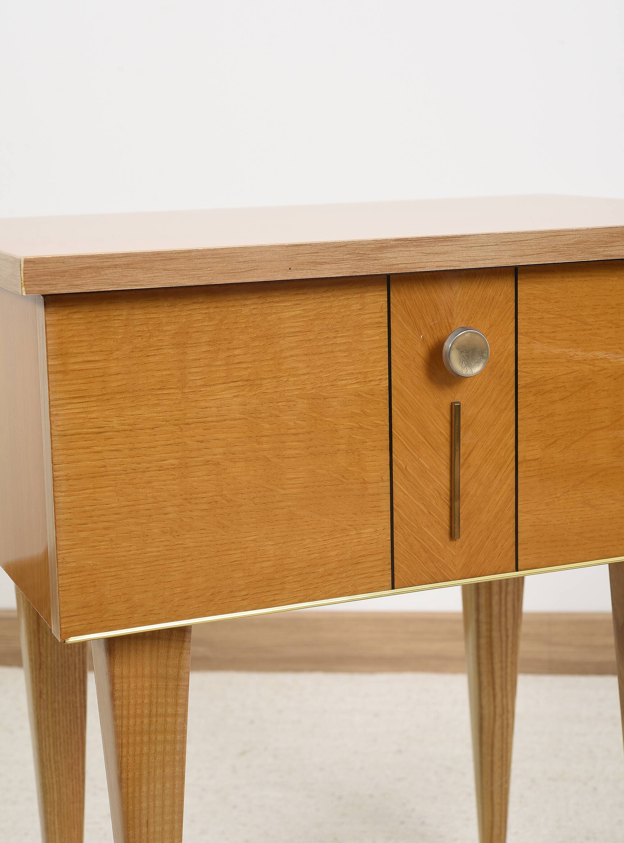 Vintage bedside table in blond oak