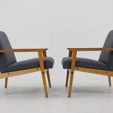 1960s Pair of Beech Armchairs, Czechoslovakia