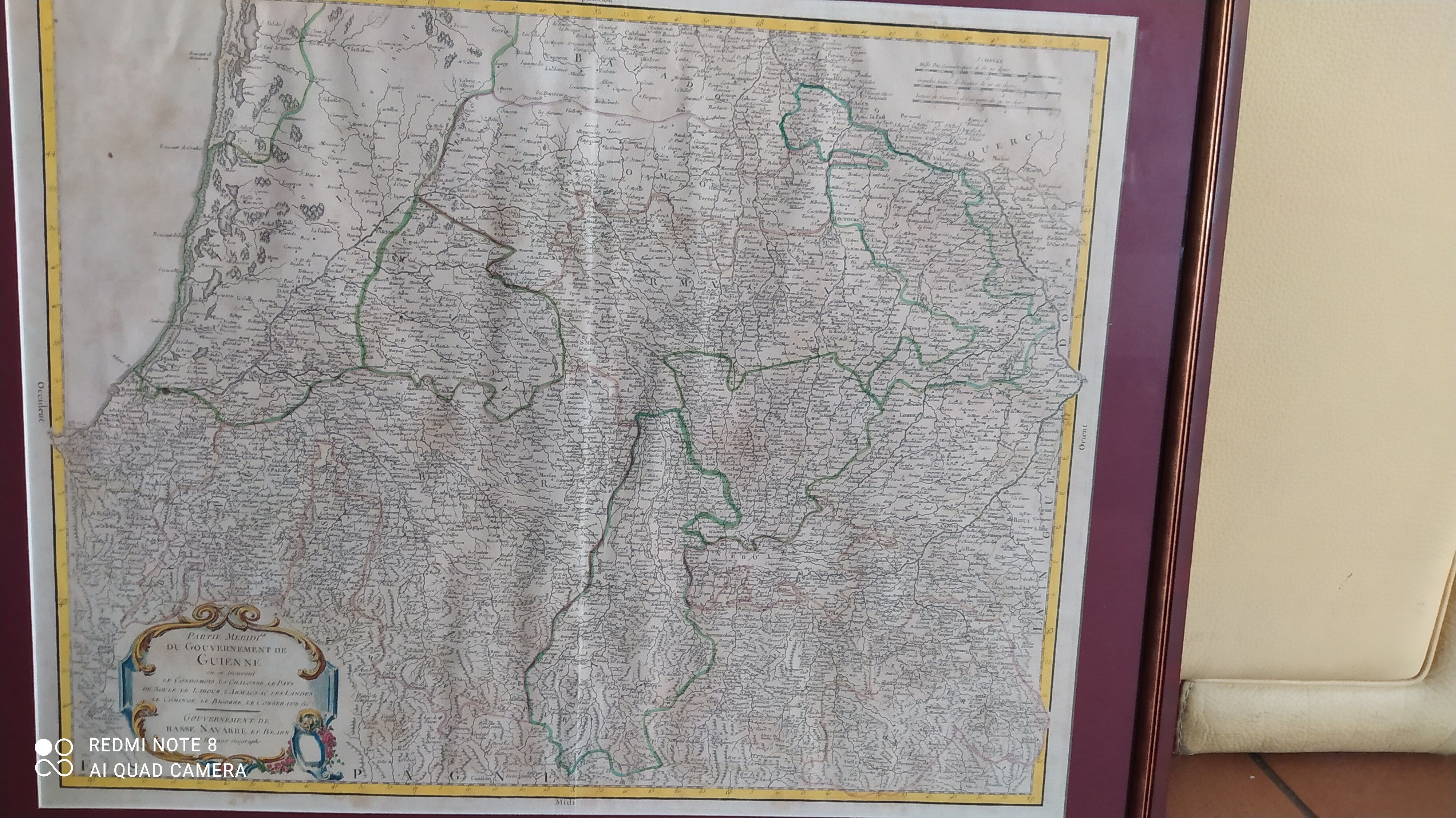 Carte ancienne de Guyenne par de Vaugondy vers 1753