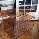 70s smoked Plexiglas hi-fi cabinet