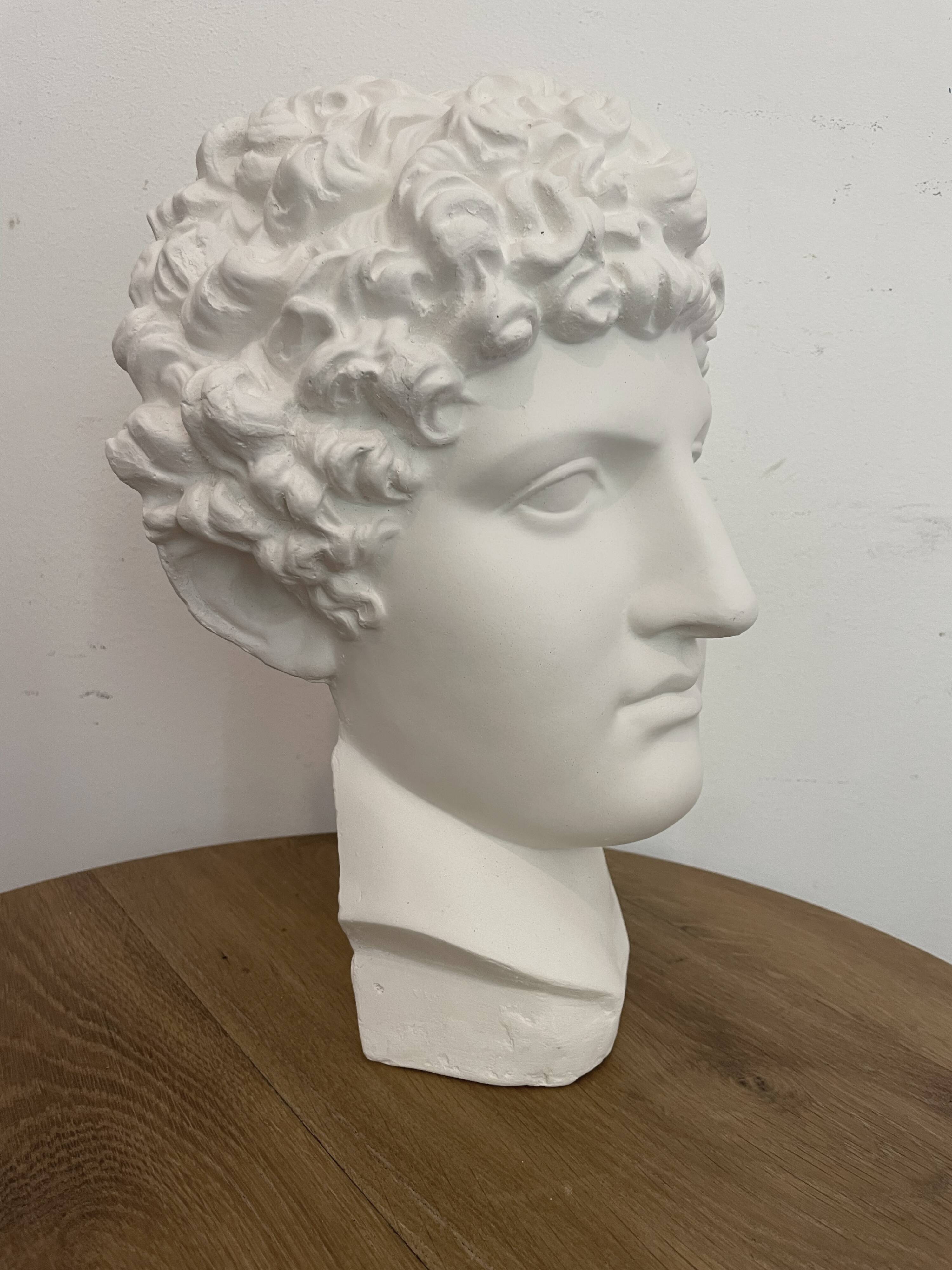 Greek head in polished white plaster