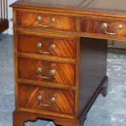 Vintage Green Hunter Leather Pedestal Desk by Bevan Funnell