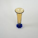 Glass vase “Amber & Cobalt Blue,” Swedish design, 1960s, manufacturer: Orre