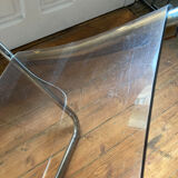 Armchair in chrome tubular metal and smoked plexiglass