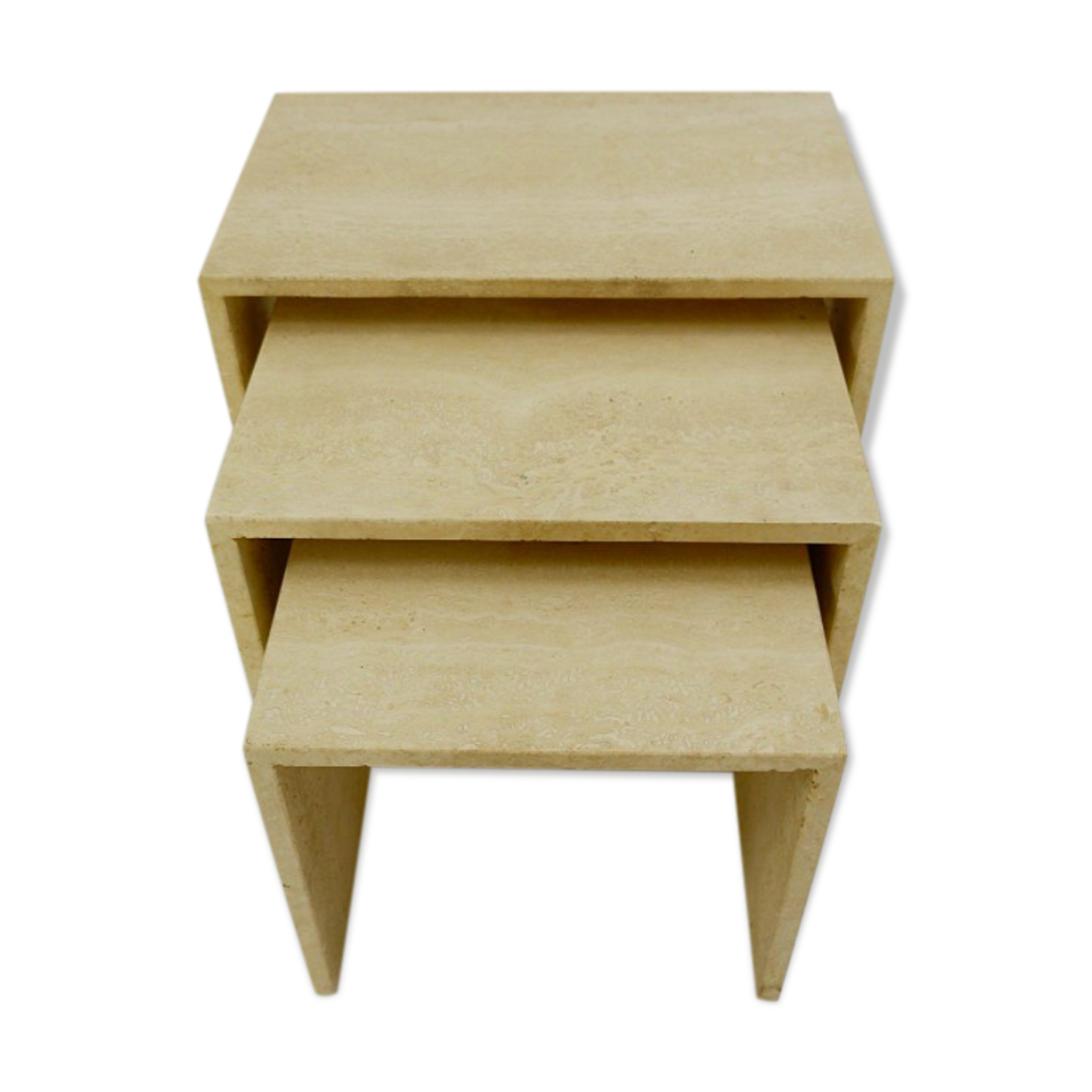 Set of 3 tables in travertine 1970