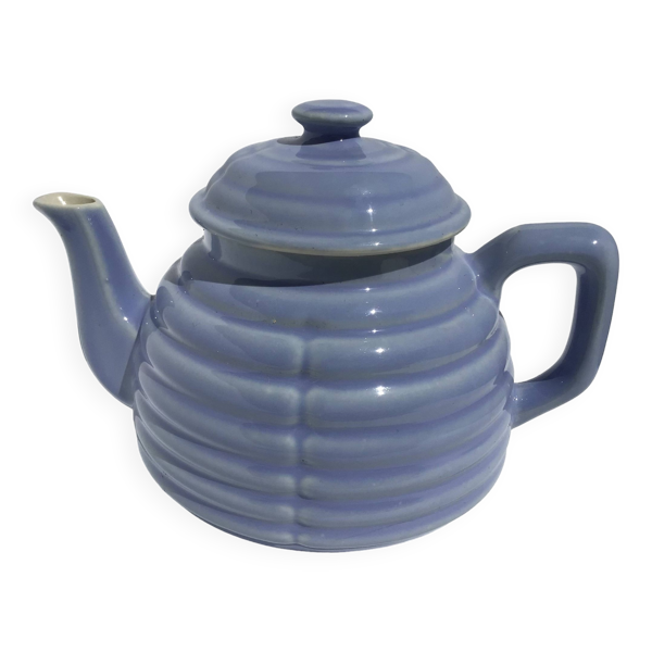 Théière grès ondulé parme art déco 4/6tasses
