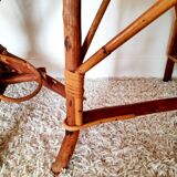 50s/60s rattan armchair with black apple green edging