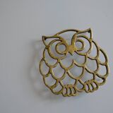 Vintage openwork brass trivet in the shape of an owl or owl