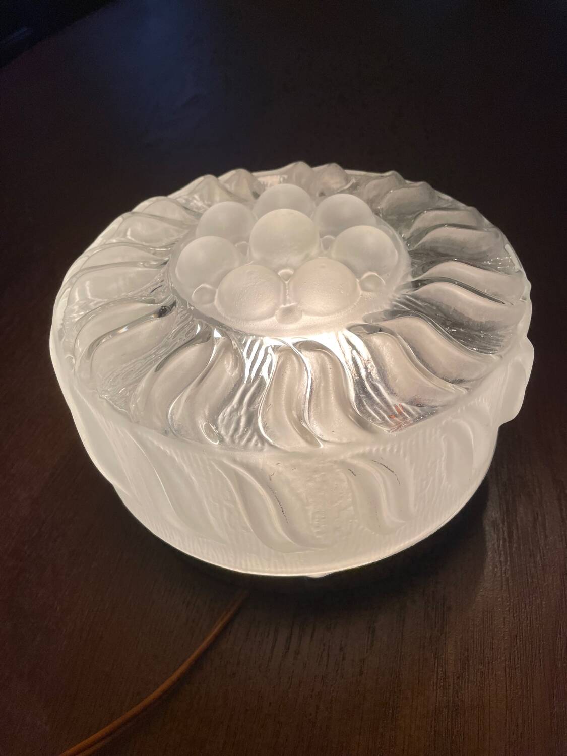 Art Deco pressed glass ceiling light by Lumisec