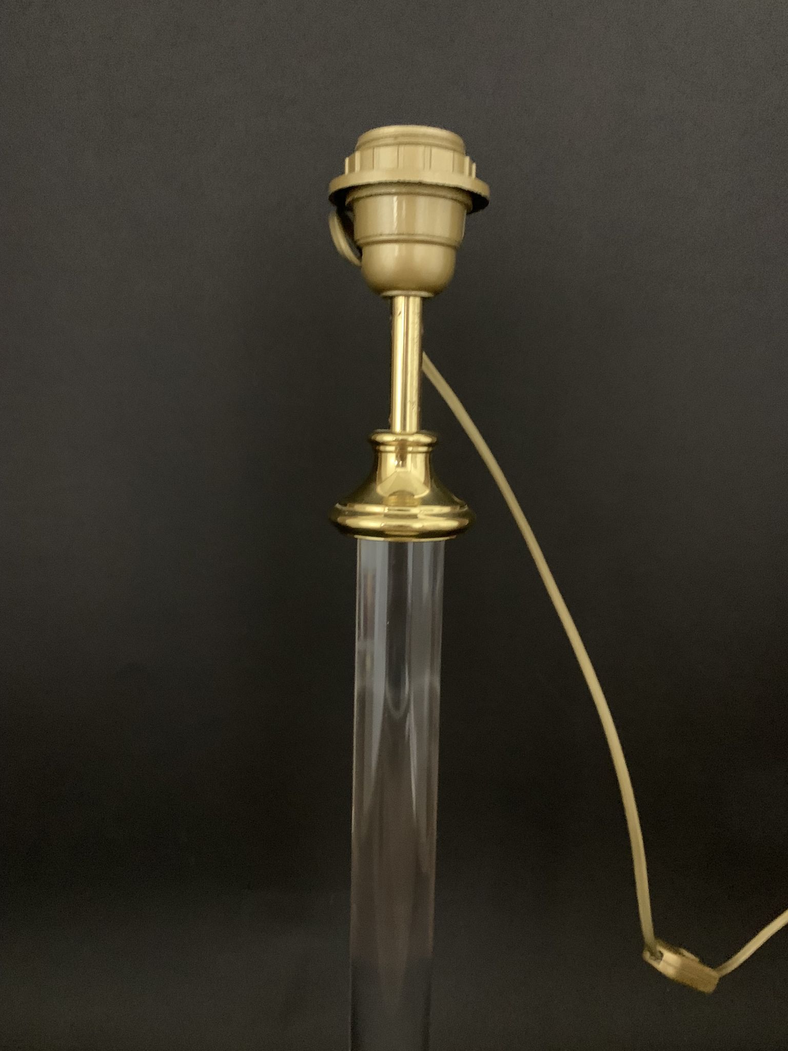House the dolphin, lamp foot in plexiglass and gold metal design 1970