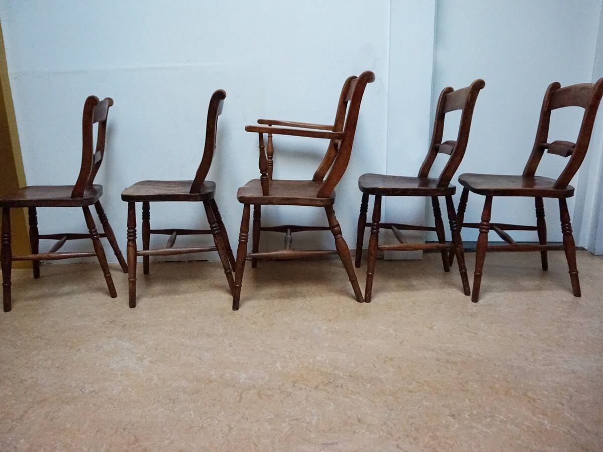 Antique Oxford Windsor chairs, 1850s set of 5