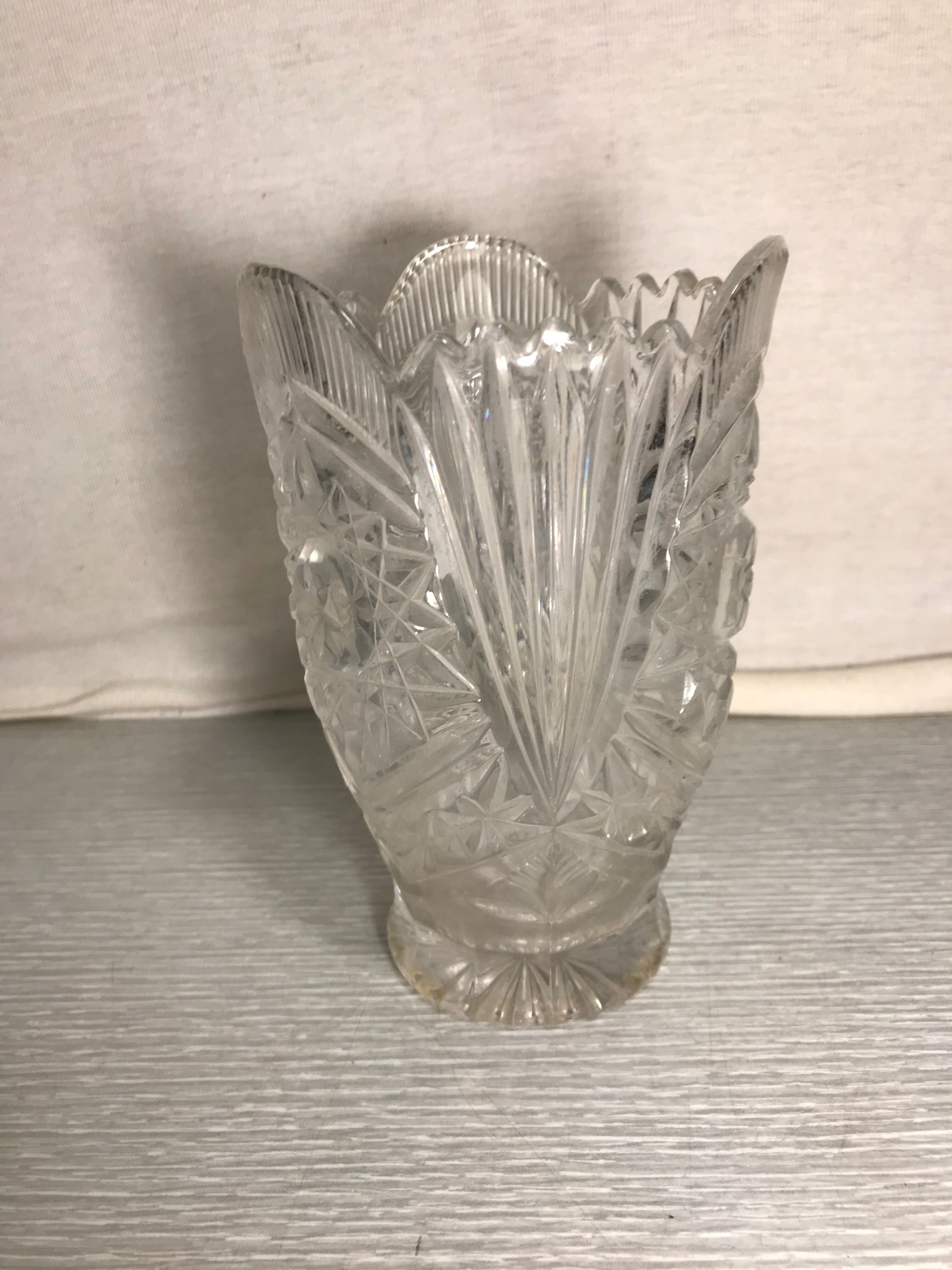 Ancient Crystal Vase Cut Made In France Vintage