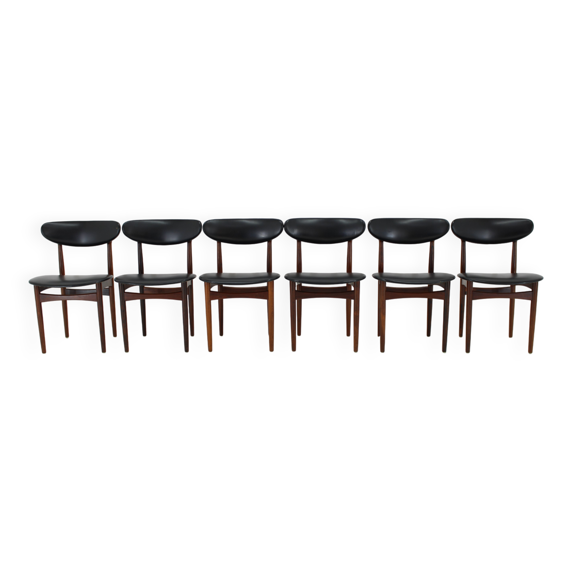 1960s Set of Six Scantic Mobelvaerk Dining Chairs in Leatherette, Denmark
