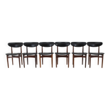 1960s Set of Six Scantic Mobelvaerk Dining Chairs in Leatherette, Denmark