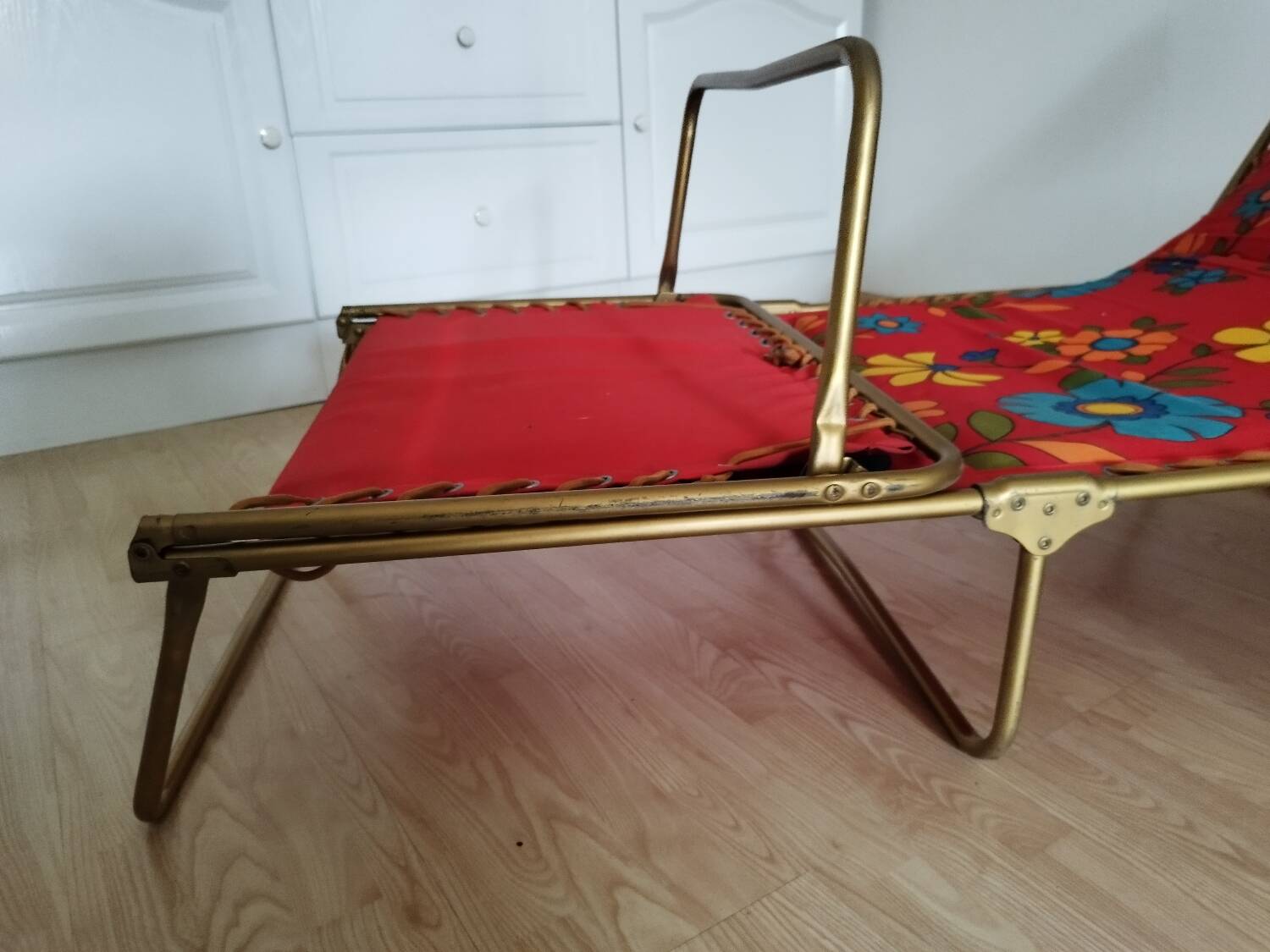 Deckchair deck chair Lafuma camp bed with flowers