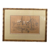 Dessin sur papier par Léon Broquet Chatillon-sur-Morin Marne 1914