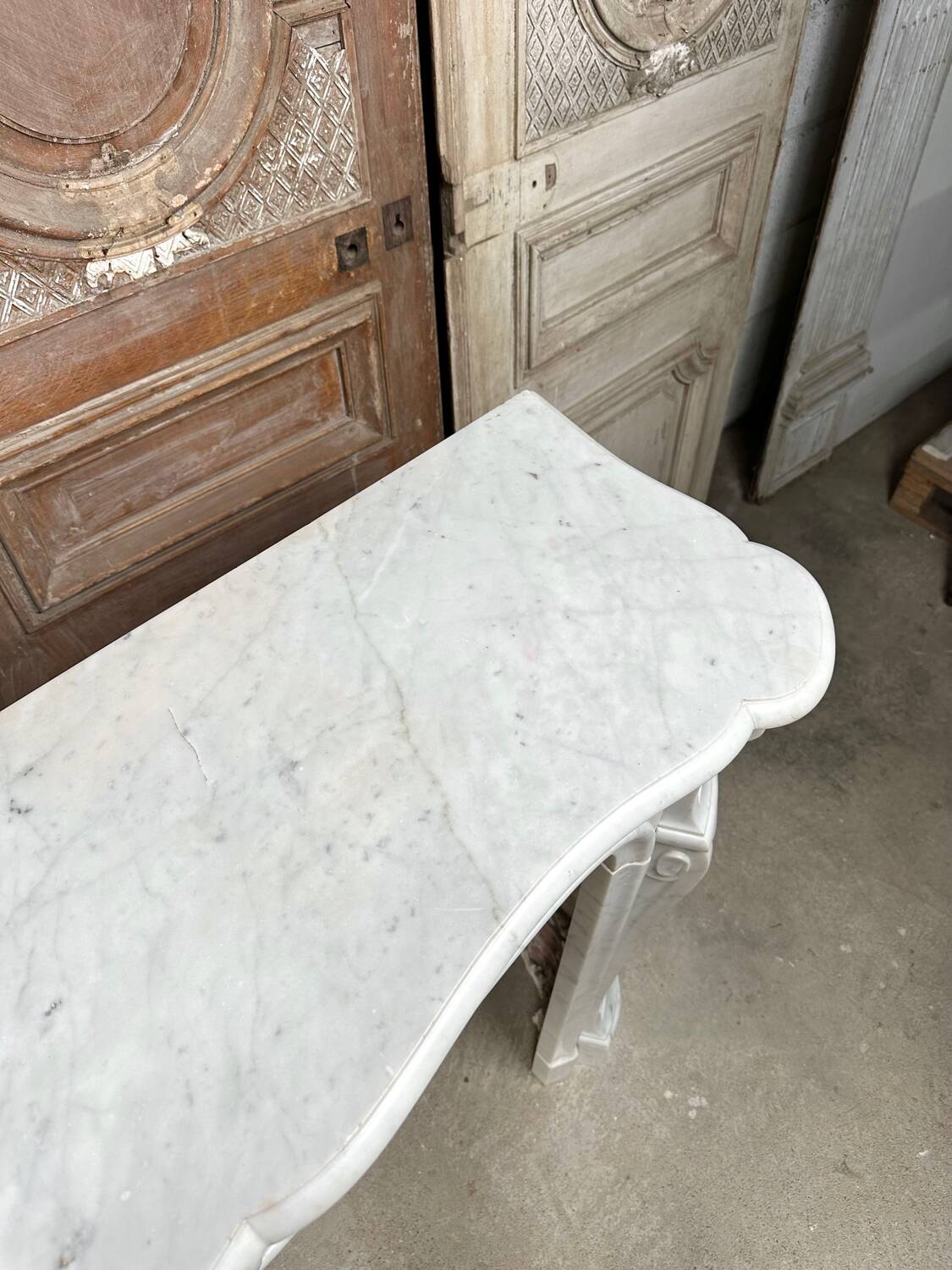 Louis XV style fireplace in white marble