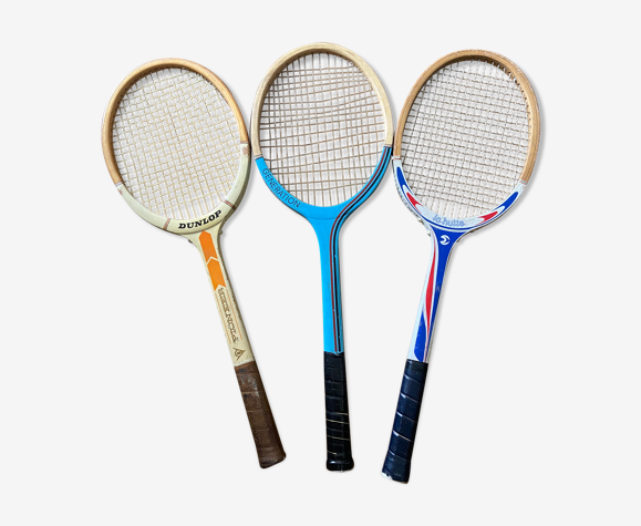Série de 3 raquettes de tennis en bois vintage